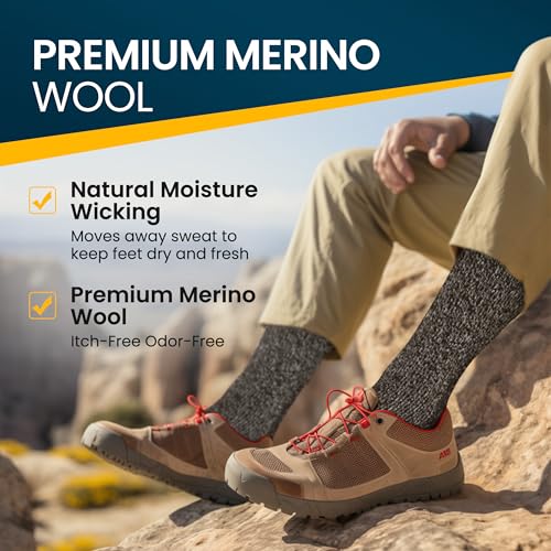Image of Alvada Mens Merino Wool Crew Socks Thermal and Warm Socks for Winter Work Hiking Running 3 Pairs
