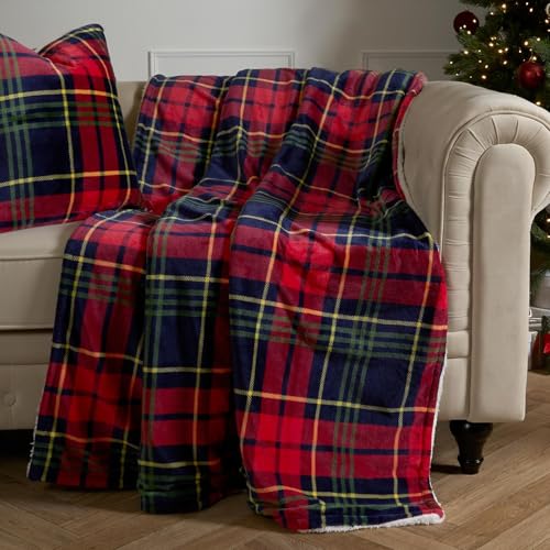 OHS Christmas Blanket Red Throws for Sofa, Sherpa Reverse Tartan Check Fleece Blanket for Bed Settee Xmas Decorations Christmas Throw Super Soft Warm Winter Tartan Throw, 130 x 160cm - Cosy Home Interiors OHS Christmas Blanket Red Throws for Sofa, Sherpa Reverse Tartan Check Fleece Blanket for Bed Settee Xmas Decorations Christmas Throw Super Soft Warm Winter Tartan Throw, 130 x 160cm - Image 2