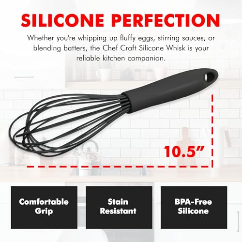 Image of Chef Craft Premium Silicone Wire Cooking Whisk, 10.5 inch, Black