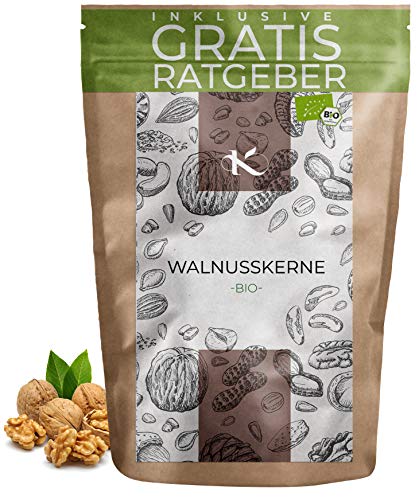 BIO Walnusskerne 500g | 100% Bio Walnuss Hälften aus kontrolliert biologischem Anbau inkl. gratis Ratgeber | hochwertige frische Walnuss Kerne Walnuß Cover