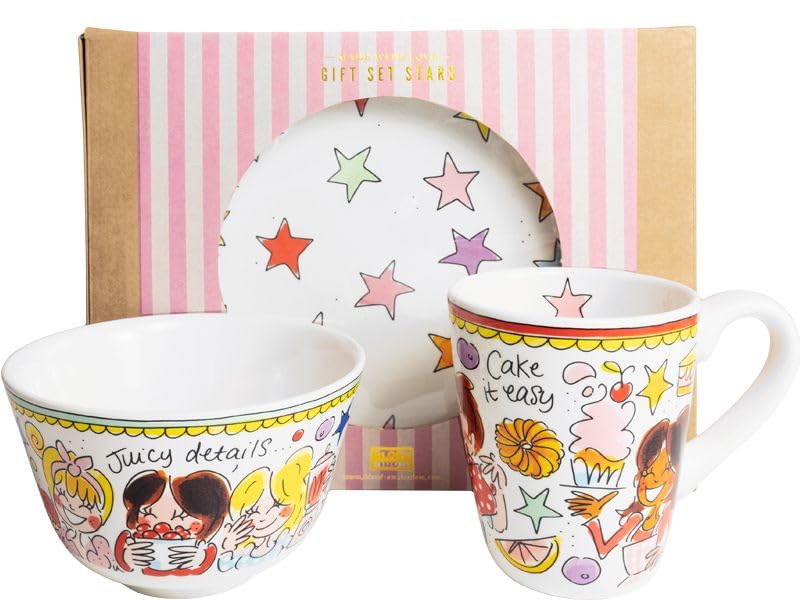 Blond Amsterdam Frühstücks-Geschenkset Stars – 3-teiliges Set mit Sternenmotiv Design – Ideal für Sammler und Frühstücksliebhaber