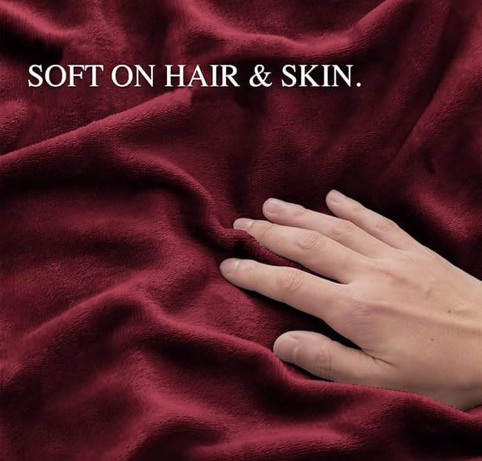 Image of Amazing Super Soft Double Bed Woollen Quilt Cover, 310TC Warm Duvet Cover, Woolen Duvet Cover /Rajai Cover /Blanket Cover /Quilt Cover King Size=90x100 Inches, Winter Blanket Cover (Maroon)