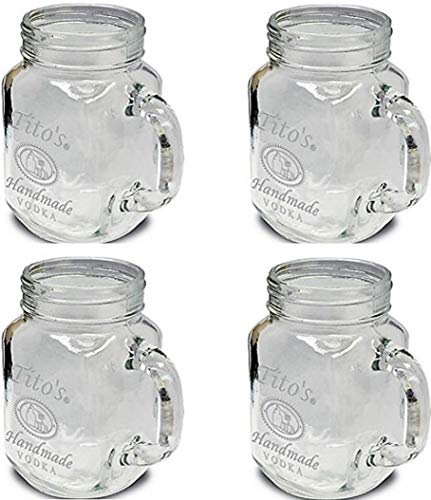 Tito's 16 oz Mason Jar Mugs with handles l Set of 4