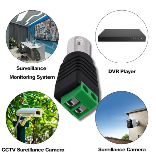 Image of MX BNC Female Connector for 4+1 Coaxial Cable (RT-4 Type) - Pack of 5 | CCTV Video Connector for DVR, NVR Systems | Screw Terminal Plug Adapter for Secure Camera Installation