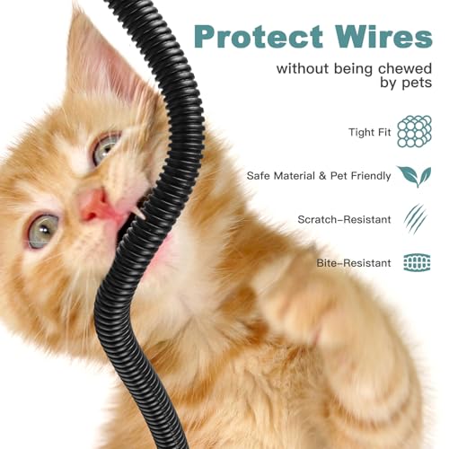 Protector de cables para mascotas de 10 pies negro para PC y hogar 5