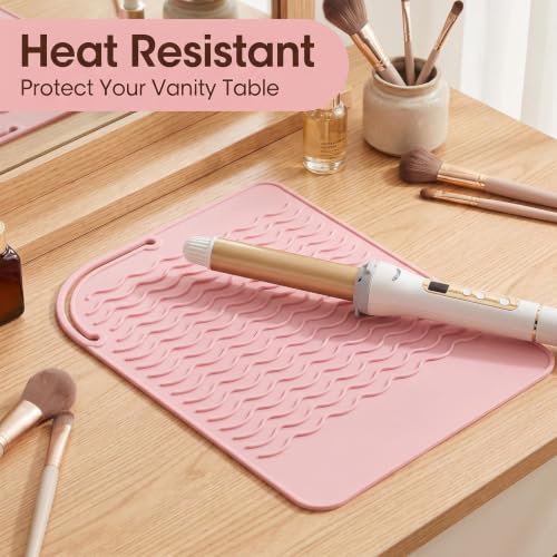 Silicone Heat Resistant Mat Sleeve, Hot Hair Tools Protective Pad, Portable Travel Heat Proof Case for Curling Iron, Hair Straightener, Pink miniatura 5