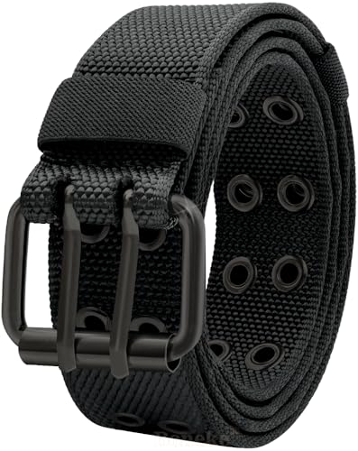 Ya en mundofriki.es: Boneke Cinturón de nylon, cinturón de lona de malla de doble agujero, cinturón de Halloween punk para hombres y mujeres, jeans para jóvenes y hombres negros