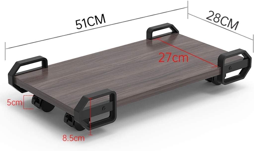 Support CPU en bois avec 4 roulettes pivotantes sous le bureau PC tour support pour bureau organisateur de bureau (taille : 51 cm x 28 cm)
