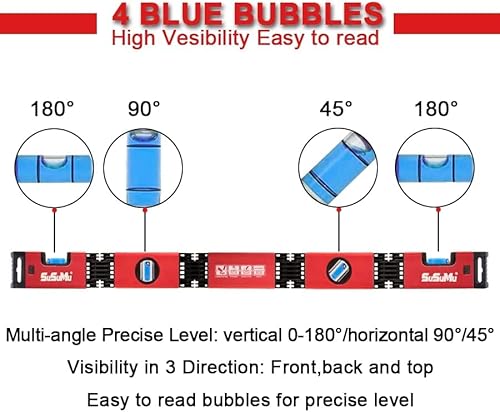 Foldable Level Measuring Tool With Pu Case Strong Magnetic Foldable Level Tool 5-28 Inch Magnetic Torpedo Bending Extended Level Woodworking Tools For Carpenters, Woodworkers, Fabricators #TOP3