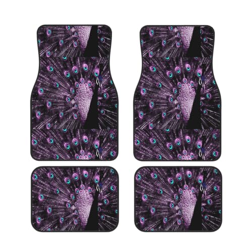 Alfombrillas para coche de neopreno y juego de 4 alfombrillas antideslizantes pavo real púrpura