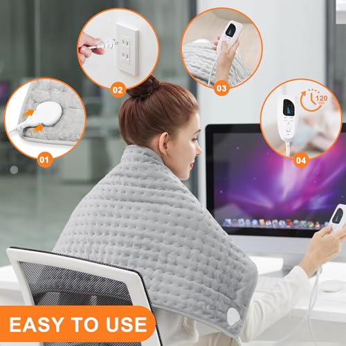Image of Heating Pad,Electric Heating Pads,Heating Pad for Back,Gray,40x20 Inch