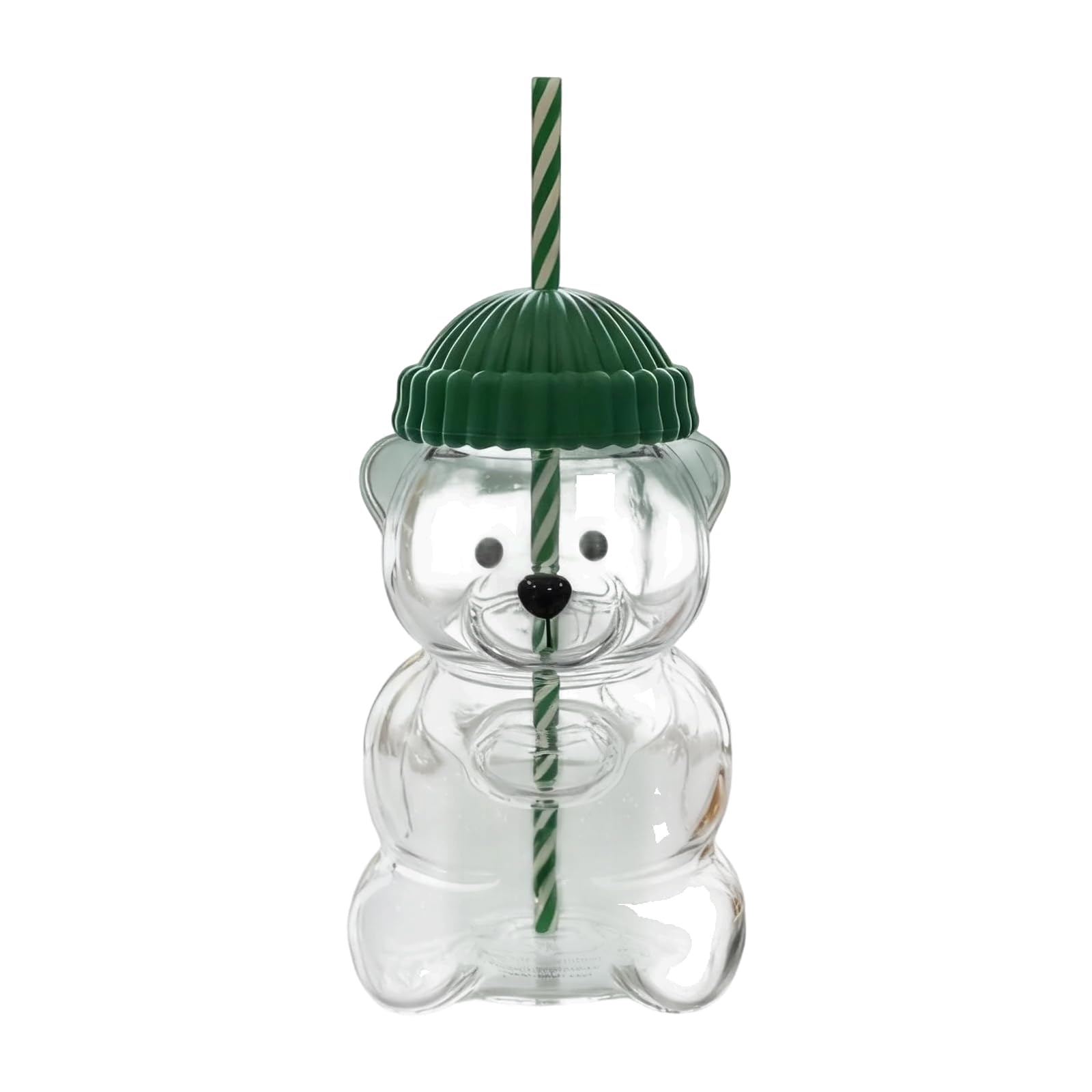 LUMIREX Bear Cup with Straw and Lid, 20oz Reusable Cute Glass Cup for Coffee, Juice, Cocktail and Milk Tea, Bears Shaped Coffee Cup with Straw for Kids, Girlfriends, Bestie Gifts