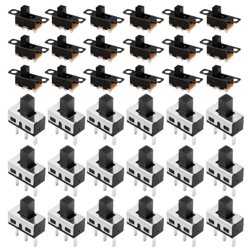 60 unidades SS12D10 y SS12F15 Mini Interruptores Microinterruptores de 3 polos con 2 Posiciones, Interruptores deslizantes verticales y de montaje en panel SPDT para dispositivos de audio DIY Montaje