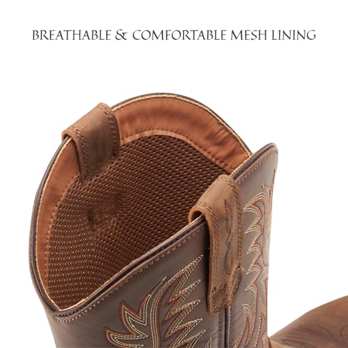 Image of SUREWAY Cowboy Boots For Men - Mens Square Toe Western Boot,Oil /Slip Resistant,Durable Fashionable Classic Pull on 10 Inch Boots Mid Calf Wellington Boots