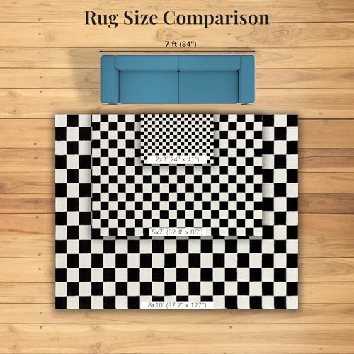 Tapete decorativo geométrico 160x224 cm negro y blanco miniatura 5