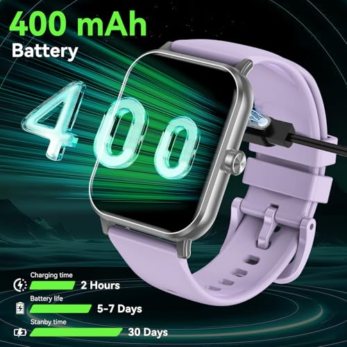 Image of Smart Watch - 2026 Upgraded Fitness Tracker 1.85 inch HD Bluetooth Call and Text Smartwatch with 7 Day Battery 5 ATM Waterproof Heart Rate Sleep Monitor 130+ Sport Modes for Android & iOS (Purple)