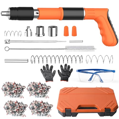 Clouse à béton, pistolet à clous manuel avec 5 niveaux réglables - jeu complet de 200 clous, pistolet à clous portable, mini-cloure portatif pour murs en...