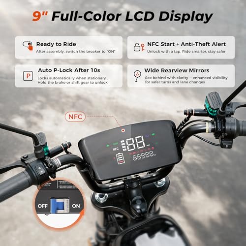 iScooter Adults Electric Scooter with Seat, 1500W Motor, 35MPH Top Speed,45 Miles Long Range,15" 3.0" Vacuum Pneumatic Tires, Hydraulic Disc Brake,Dual Suspension, Commuter Escooter with Basket & Bag - image 6