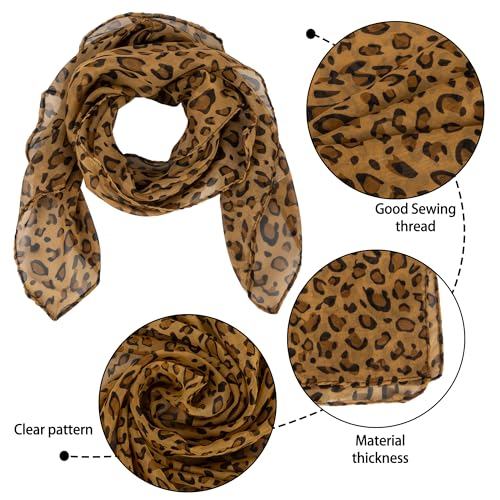 Women’s Stylish-Leopard Print Lightweight Square-Scarf - Hip Hop Street Style Head Wrap Elegant Silk Feeling Head Scarf for Women3