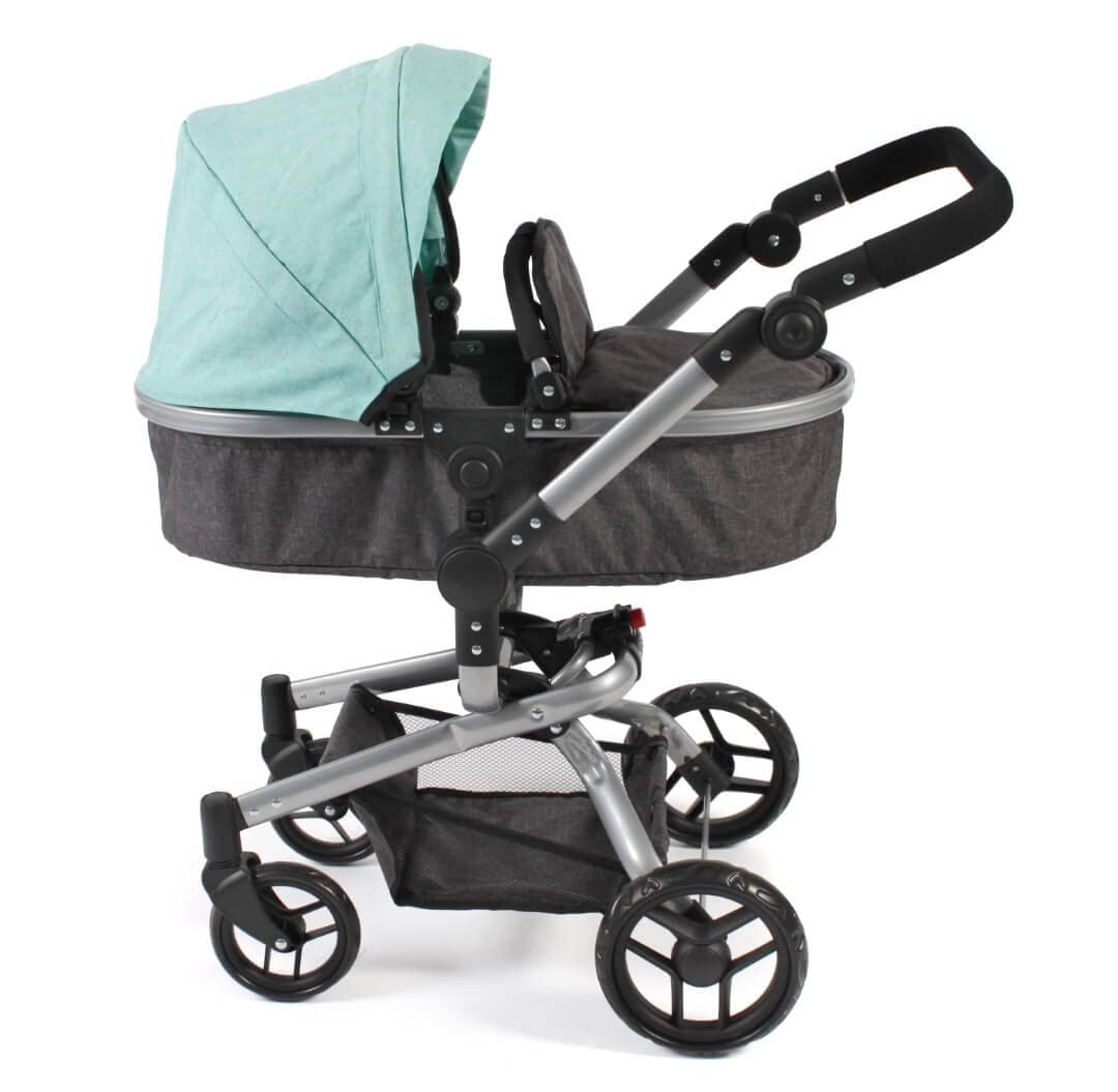 Bayer Chic 2000-Cochecito de muñecas Yolo, Color Melange Antracita-Menta, 71 x 42 x 81 cm (593 42), de 4 a 8 años.