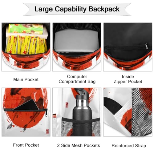 Sac à dos imprimé japonais multicolore grand format résistant - 3