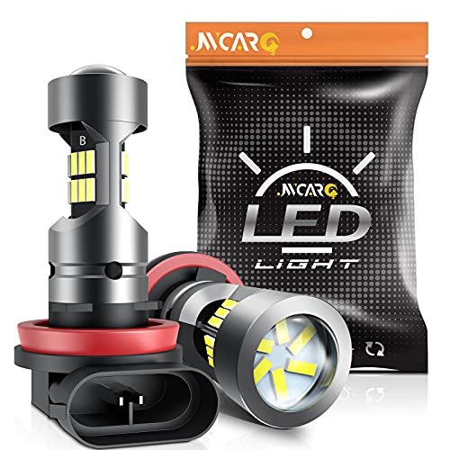 JWCARO H11 LED Fog Light Bulbs, 15W 6000 Lumens Super Bright 30 SMD Chips, 6000K Xenon White, H8 H9 H16 LED Bulbs, 360-degree Illumination, Pack of 2