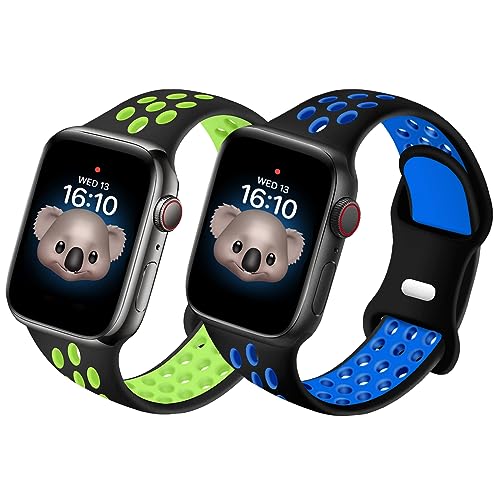 NewJourney Compatible with Kids Apple Watch Band 38mm 40mm 41mm & 42mm 44mm 45mm for Boys Girls, Breathable Soft Silicone Sport Wrist Strap Compatible with iWatch Series 8/7/6/5/4/3/2/1/SE, Black