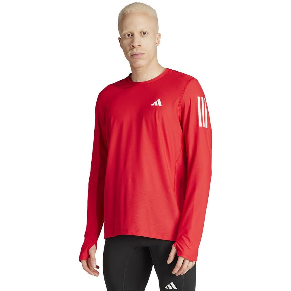 adidas Men's Own The Run Long Sleeve Tee, Better Scarlet, XL