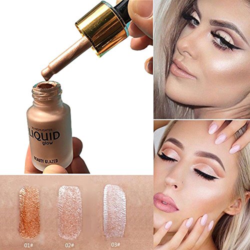 MEIQING Liquid Highlighter Make Up Cream Concealer Shimmer Face Eye Glow Glitter Brighten Shimmer Highlighters Ultra-concentrated illuminating bronzing drops (Original)
