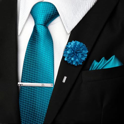 Image of DiBanGu Silk Pre-tied Ties for Men Formal Adjustable Necktie Set | 6PCS,Zipper Tie,Pocket Square,Cufflinks,Tie Clip & Lapel Pin,Wrinkle-Resistant,Premium Gift Box,Formal Business Wedding Party