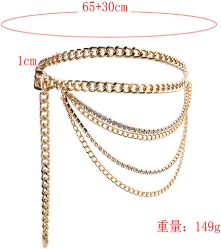 Waist Chain Women's Pin Buckle Chain Belt Decoration Dress Gold Hollow Multilayer Girdle