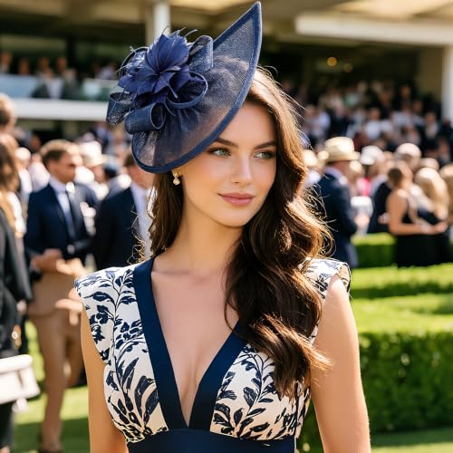 Image of DRESHOW Women Fascinator Hats Tea Party Hat Vintage Pillbox Hat Headband for Cocktail