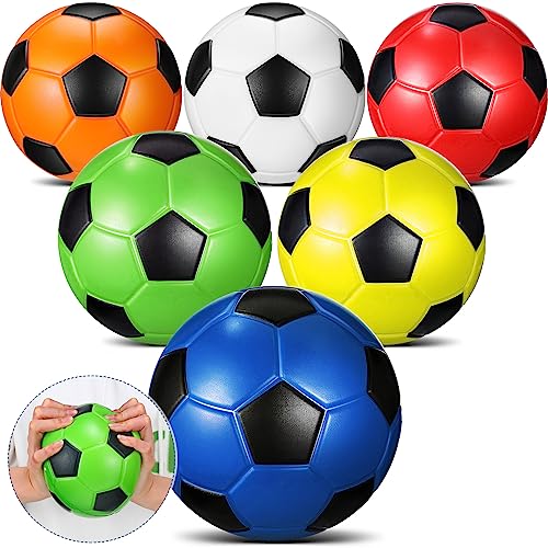 Jenaai 6 Pcs 6'' Soft Foam Soccer Balls for Kids Mini Sponge Ball Slow Rising for Indoor Mini Soccer Hoops Beach Swimming Pool Balls Sport Gift for Adults Outdoor Practice Backyard(Colorful)
