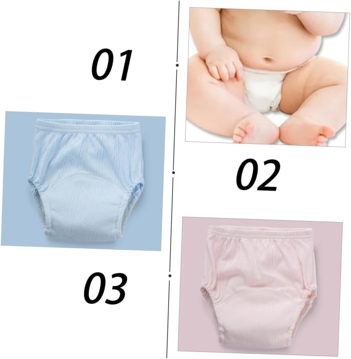 SECFOU 3pcs Cotton Potty Training Pants Soft Breathable Underwear for Toddlers Comfortable -Leak Design