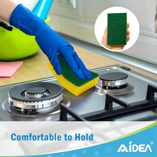 Image of AIDEA Sponges Kitchen, 24 Pack Heavy Duty Dish Sponge, Cleaning Dish Scrubber Sponge for Home and Kitchen, Stink-Free Cleaning Supplies for Pots, Pans