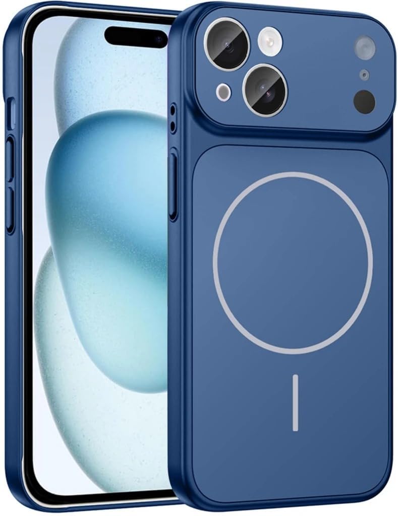 Erams Online for iPhone 13 |Convert to 17 pro /17 Pro Max Style Premium Back Glass Converter Cover Magnetic Case for iPhone 13 (Blue)