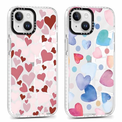 Foonary 2 Pieces Transparent Cover for Apple iPhone 15 6.1 Inch, Aesthetic Motive Design Case for Women, Soft Silicone Protection Phone Case for iPhone 15, Heart 02 Foonary 2 Pieces Transparent Cover for Apple iPhone 15 6.1 Inch, Aesthetic Motive Design Case for Women, Soft Silicone Protection Phone Case for iPhone 15, Heart 02