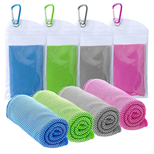 SZELAM Kühlendes Handtuch,EIS-Handtuch,4 Packungen weiches, atmungsaktives,kühles Handtuch,Mikrofaser-Handtuch für Yoga, Fitnessstudio,Training,Sport,Fitness,Laufen,Camping,Wandern(40' x 12')