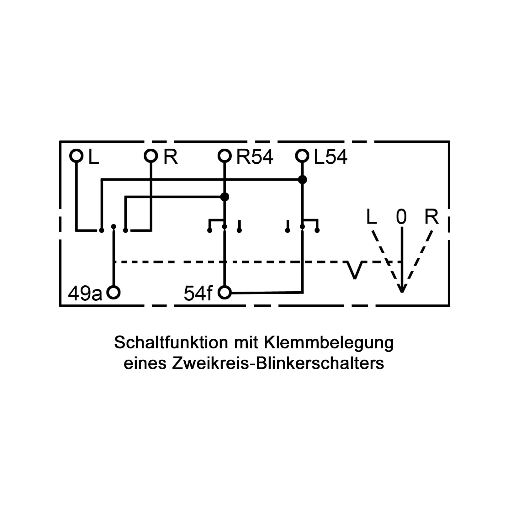 Zweikreis-Blinkerschalter mit Kontrollleuchte -8 Steckerklemmen