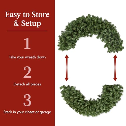 Best Choice Products SKY6916 48In Large Artificial Pre-Lit Fir Christmas Wreath Holiday Accent Decoration thumb #5