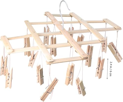 Miniatura 9 de TIDTALEO Tendedero plegable para ropa con múltiples perchas, ahorro de espacio, pinzas plegables para ropa para ropa, calcetines, secadora, gancho