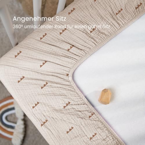lulumoon Spannbettlaken 70x140 Musselin für Kinderbett: 100% Baumwolle – Ansicht 3
