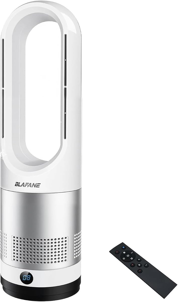 22" Bladeless Tower Fan, 10 Speeds Oscillating Fan with Remote | 9-Hour Timer & Quiet Cooling, Easy-Clean Design, LED Display and Convenient Control for Bedroom, Office and Living Room
