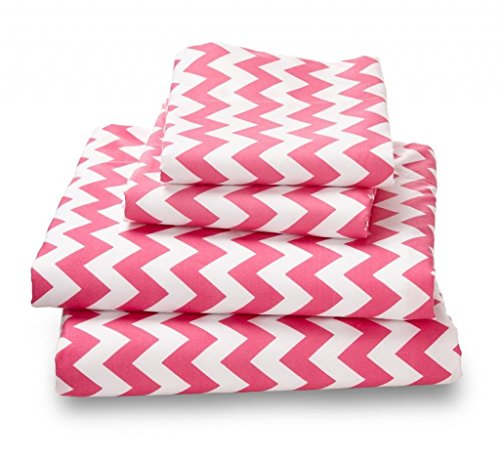 Full Sheet Set Pink Chevron - Double Brushed Ultra Microfiber Luxury Bedding Set By Where the Polka Dots Roam