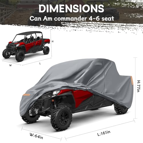 Image of Waterproof UTV Cover Compatible with Can-Am Commander 4-6 Seaters, 6 Layers All Weather Cover with Air Vents, Door Zipper and Windproof Buckles and Bands for Rain Snow Dust Protection