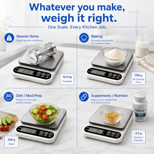 Image of GetSetNova Digital Kitchen Weighing Scale 10kg | Weight Machine for Kitchen with Stainless Steel (Gram Wise Pro)