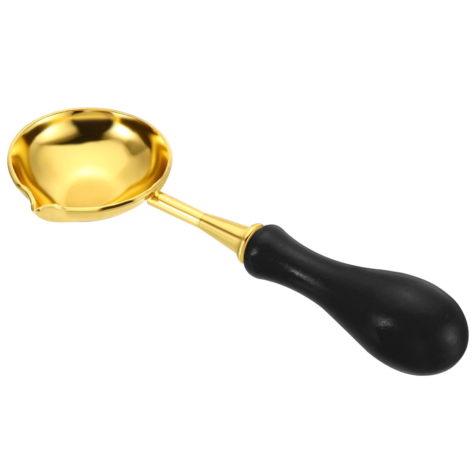PATIKIL 4" Wax Seal Spoon, Wax Sealing Melting Spoon Brass Vintage Wooden Handle for Wax Seal Stamp Envelope Art Craft Black/Golden