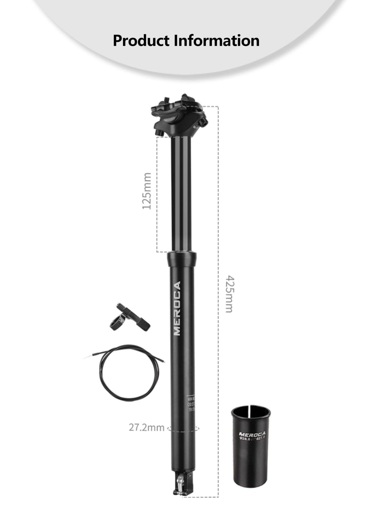 Dropper-Sattelstütze Mountainbike 27,2mm Fahrrad-Sattelstütze 125mm Interne Kabelführung Ring mit unterschiedlichem Durchmesser 28,6/30,0/30,4/30,8/33,9mm(27.2 x 425mm) Sport & Freizeit