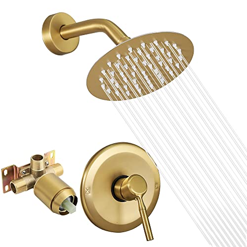 Brushed Gold Shower Head And Faucet Set Complete