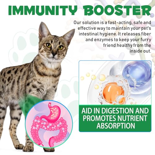 Wurmkur für Katzen 60ml,Verbesserung der Verdauung, Immunitätsschub Kräuterentwurmer mit Probitika, Katzenwurmer-Tropfen, Anti-Parasiten, Breitband-Hakenwürmer - Sicher, Effektiv